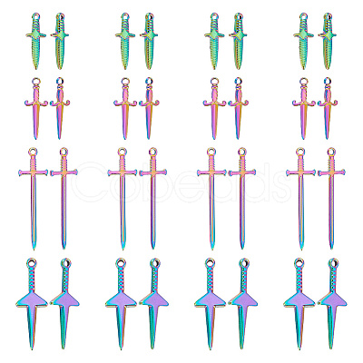 16Pcs 4 Style Stainless Steel Pendants STAS-AR0001-78-1
