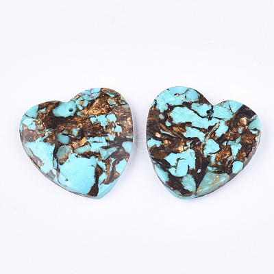 Assembled Natural Bronzite and Synthetic Turquoise Pendants G-S329-070-1