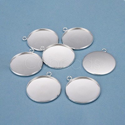 304 Stainless Steel Pendant Cabochon Settings STAS-F191-14S-I-1