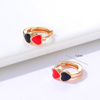 Fashionable Heart Brass Hoop Earrings SE4766-1
