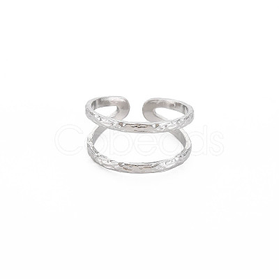 Non-Tarnish 304 Stainless Steel Double Line Open Cuff Ring for Women LS-X-RJEW-S405-200P-1