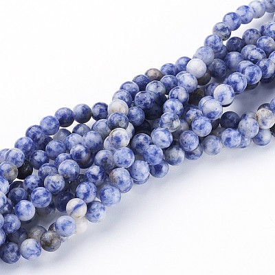 Natural Blue Spot Jasper Bead Strands X-GSR6mmC036-1