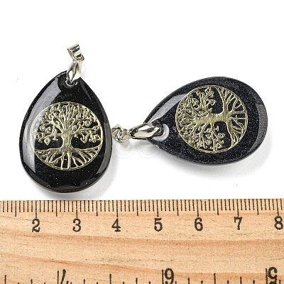 Synthetic Blue Goldstone Teardrop Pendants G-Q175-01C-1