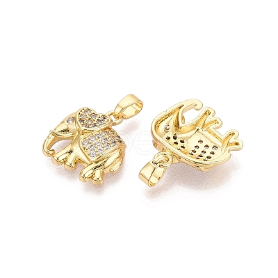 Brass Micro Pave Clear Cubic Zirconia Pendants KK-Q073-04G-1