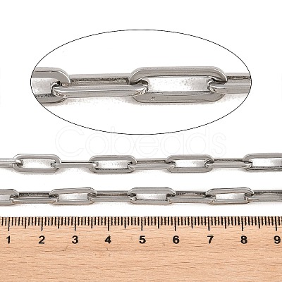304 Stainless Steel Textured Paperclip Chains CHS-H118-09P-1