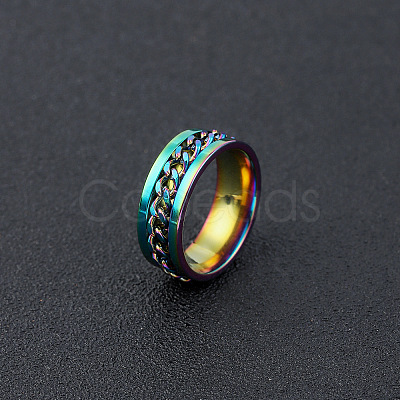 304 Stainless Steel Rotatable Chain Finger Rings for Men FS-WG60CA3-35-1