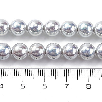 UV Plating Pearlized Glass Pearl Beads Strands GLAA-F128-01B-T12-1