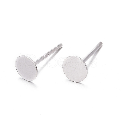 925 Sterling Silver Flat Pad Stud Earring Findings STER-K167-045D-S-1