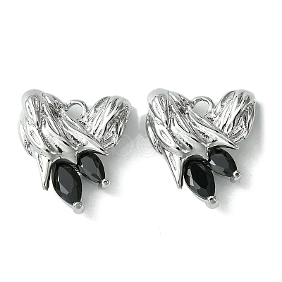 Brass Heart Charms KK-D092-02P-01-1