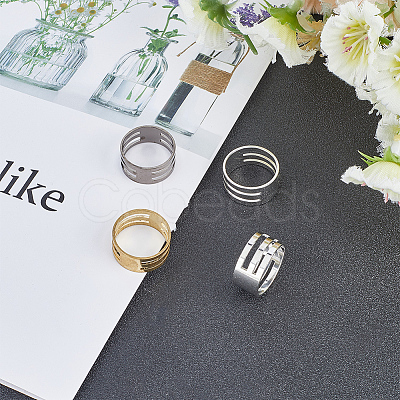 6Pcs 3 Styles Brass Rings FIND-SC0010-81-1