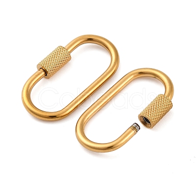 304 Stainless Steel Screw Carabiner Lock Charms STAS-K192-01G-A-1