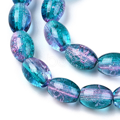 Transparent Crackle Glass Beads Strands DGLA-S085-6x8-33-1
