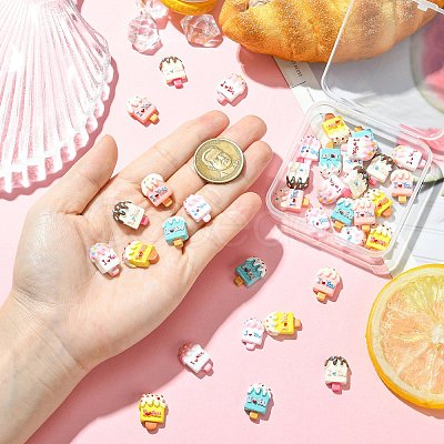 36Pcs 6 Colors Opaque Resin Cabochons RESI-CJ0004-89-1