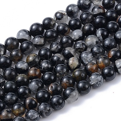 Natural Black Tourmaline Beads Strands G-F666-05A-4mm-1