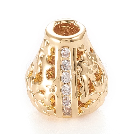 Brass Micro Pave Clear Cubic Zirconia Beads KK-K243-07G-1