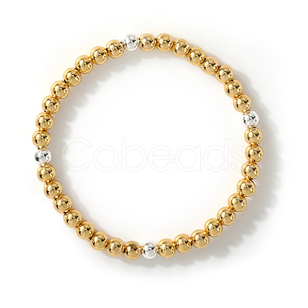 Brass Round Beads Stretch Bracelets for Women HH7054-8-1