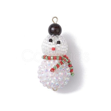 Christmas Natural Black Onyx(Dyed & Heated) & Resin Rhinestone Pendants PALLOY-MZ00226-1