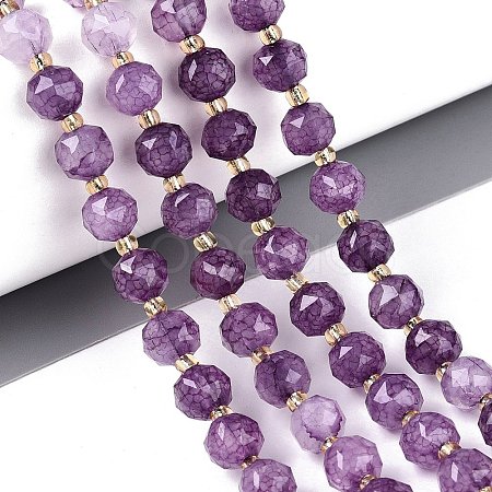 Ombre Effect Dyed Transparent Crackle Glass Beads Strands GLAA-Q111-8MM-03-1
