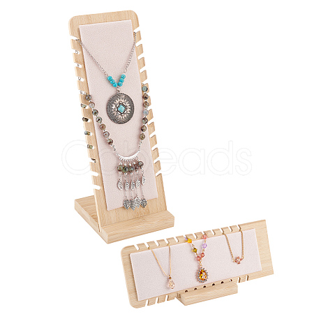 Bamboo Wood Jewelry Collection Necklace Display Stand ODIS-WH0005-06-1