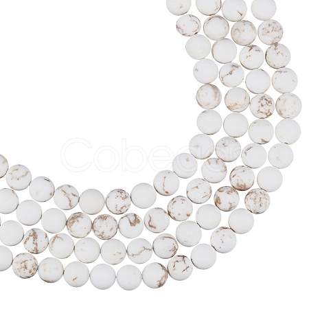 ARRICRAFT Frosted Round Natural Magnesite Beads Strands G-AR0003-23-1