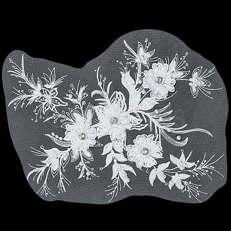 Polyester Embroidery Sew on 3D Flower Appliques DIY-WH0304-717-1