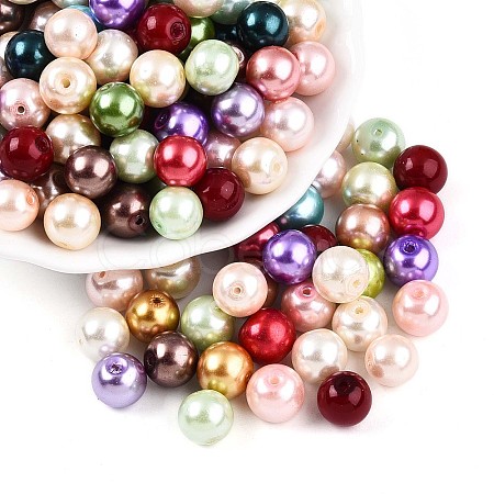 Baking Painted Pearlized Glass Pearl Beads HY-Q003-10mm-M01-1