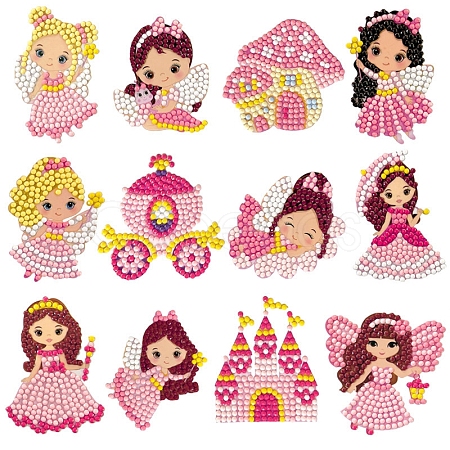 DIY Princess & Castle Diamond Painting Sticker Kits DIAM-PW0001-193H-1