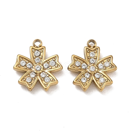304 Stainless Steel Micro Pave Clear Cubic Zirconia Charms CU-CBAF0F8-03F-G-1