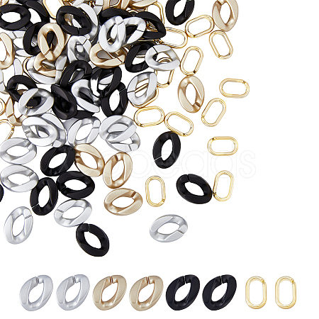 SUPERFINDINGS 300Pcs 4 Style Spray Painted CCB Plastic Linking Rings CCB-FH0001-13-1