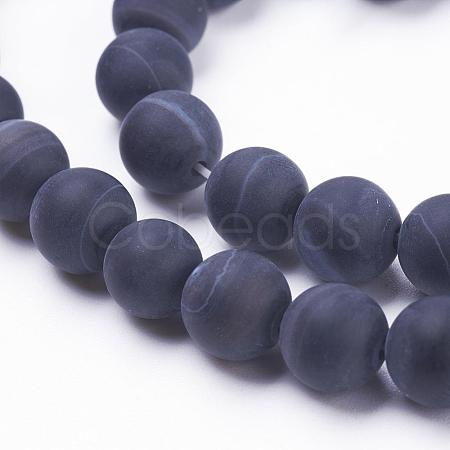 Natural Dyed & Heated Black Striped Agate/Banded Agate Beads Strands G-F520-50-6mm-1