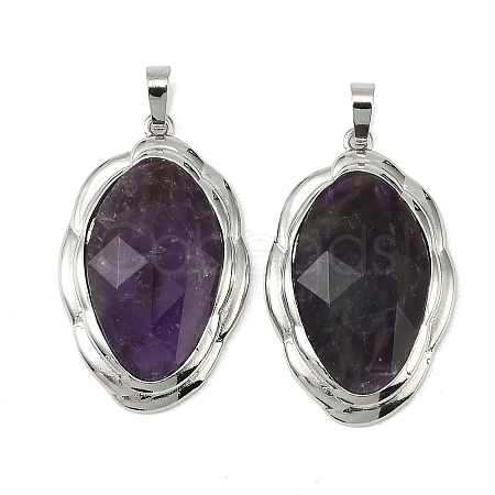 Natural Amethyst Faceted Pendants G-D102-02P-01-1