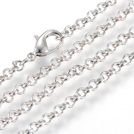Iron Rolo Chains Necklace Making MAK-R015-60cm-P-1