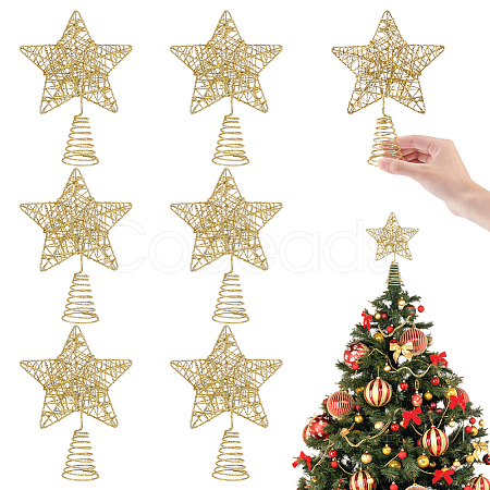 Glitter Iron Christmas Treetop Star Ornament AJEW-WH0031-83-1