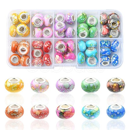 60pcs 10 Colors Opaque Resin European Beads RPDL-YW0001-03-1