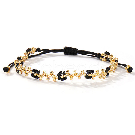 Bohemian Glass Seed Bead Braided Bead Bracelets AS6316-3-1