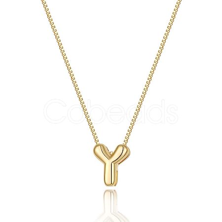 Brass Initial Pendant Box Chain Necklaces for Women FS-WG5C822-25-1