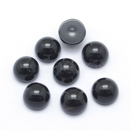 Natural Dyed & Heated Black Agate Cabochons G-P393-R02-6mm-1