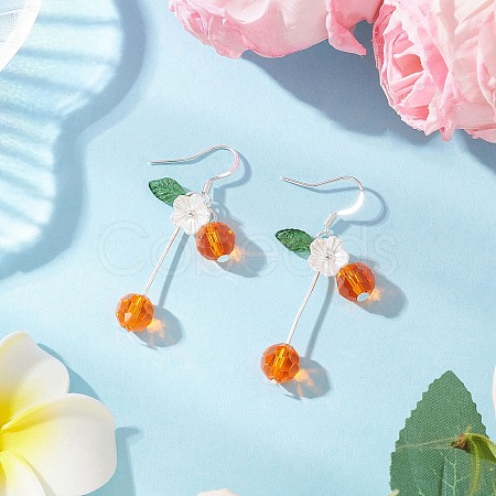 Glass Beads Cherry Dangle Earrings EJEW-JE06640-01-1