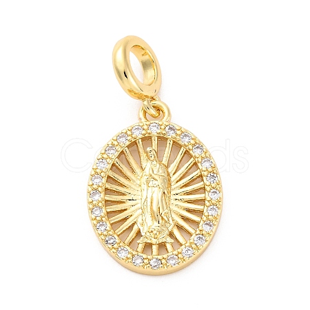 Brass Clear Cubic Zirconia European Dangle Pendants KK-D325-28G-09-1