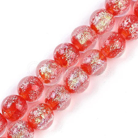 Handmade Gold Foil Lampwork Beads Strands LAMP-Q002-01G-1