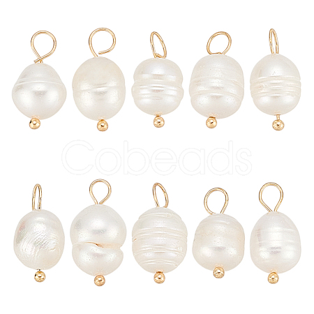 10Pcs Natural Cultured Freshwater Pearl Pendants FIND-LP0001-54-1