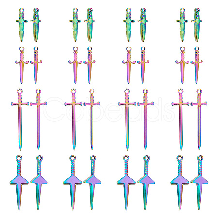16Pcs 4 Style Stainless Steel Pendants STAS-AR0001-78-1