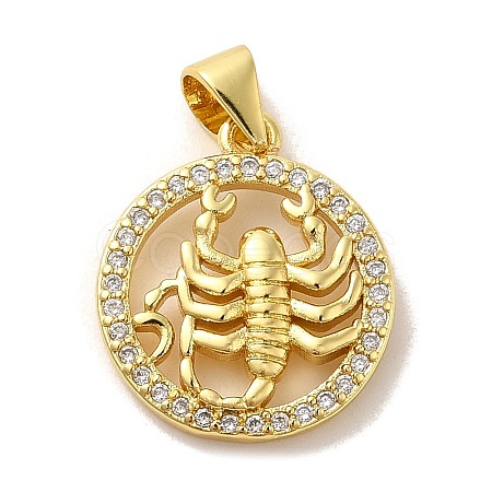 Zodiac Theme Brass Micro Pave Cubic Zirconia Pendants KK-M273-05J-G-1