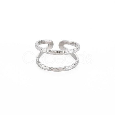 Non-Tarnish 304 Stainless Steel Double Line Open Cuff Ring for Women LS-X-RJEW-S405-200P-1