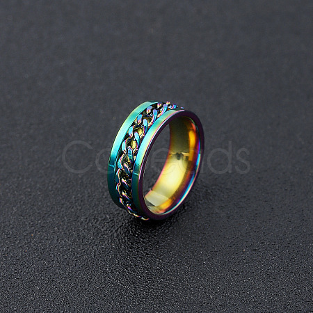 304 Stainless Steel Rotatable Chain Finger Rings for Men FS-WG60CA3-35-1