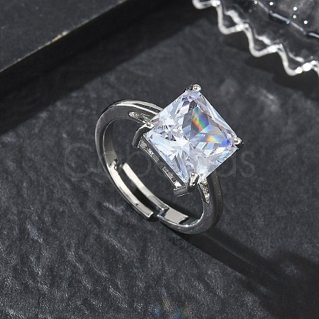 Brass & Clear Cubic Zirconia Finger Rings CU-CBA7E55-13P-1