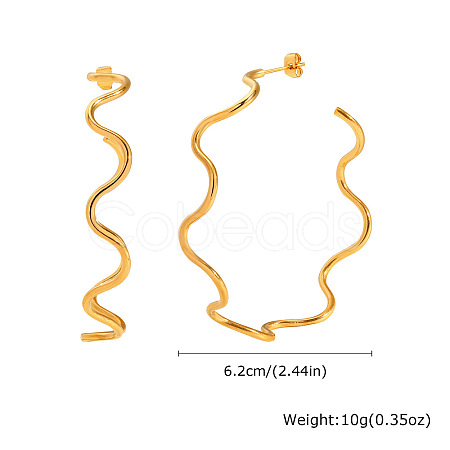 Wavy 304 Stainless Steel Stud Earrings FS-WG2DD65-03-1