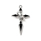 Alloy Enamel Pendants, Platinum, Cross & Ring Charm, Black, 47.5x29x16mm, Hole: 2.4mm