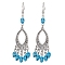 Brass Dangle Earrings, with Synthetic Turquoise Skull and Alloy Pendants, Antique Silver, Deep Sky Blue, 83x27.5mm