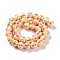 Handmade Porcelain Beads Strands, Hand Drawn Beads, with Enamel, Round, PeachPuff, 10~11x9mm, Hole: 1.5mm, about 35pcs/strand, 12.80 inch(32.5cm)